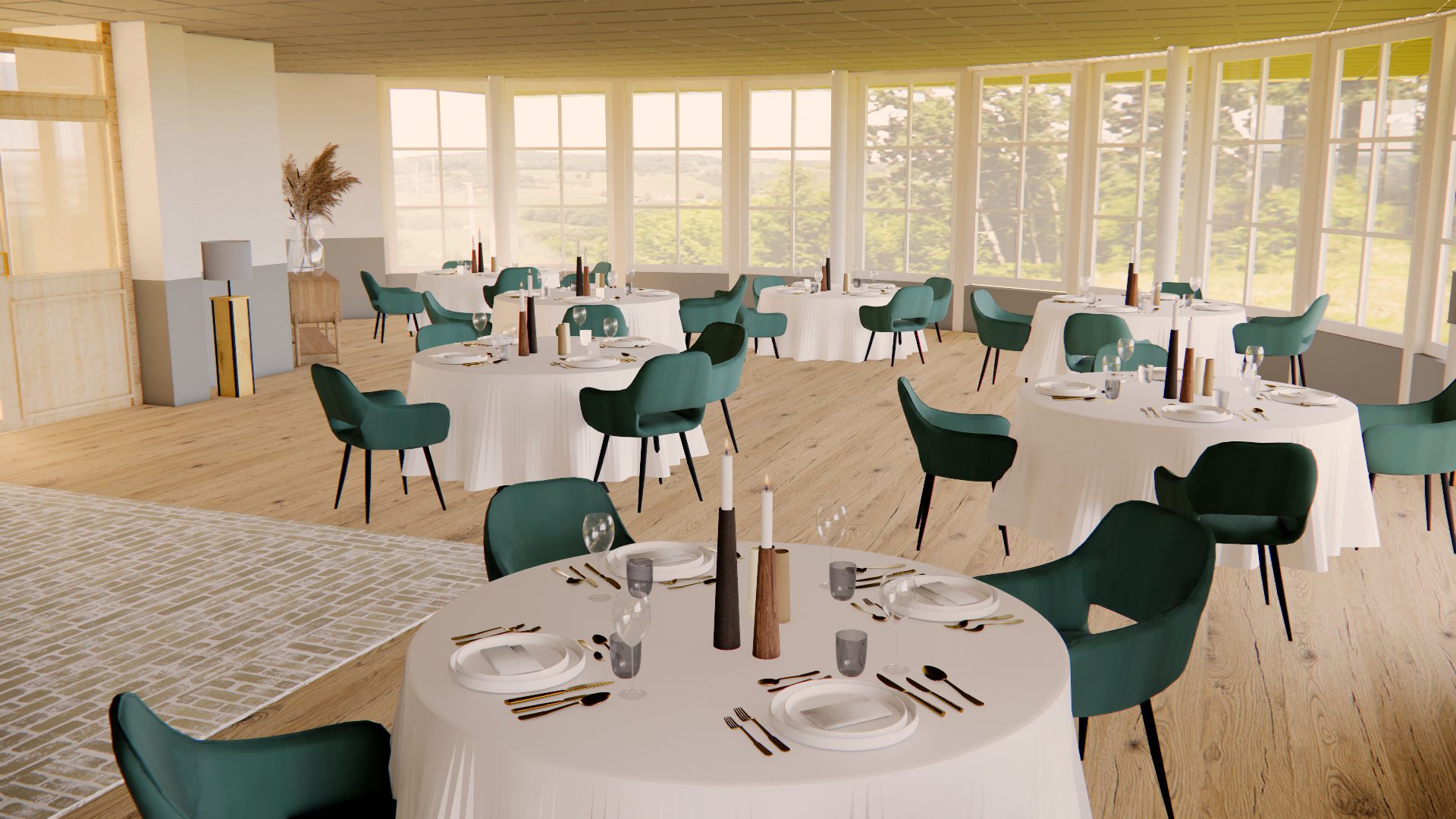 Evenementenlocatie Vuursche Lodge, diner in ruimte Wood.